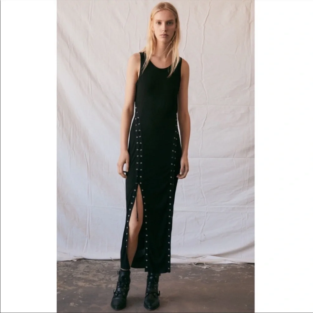All Saints Miller Black Maxi Dress XS - Picture 2 of 9